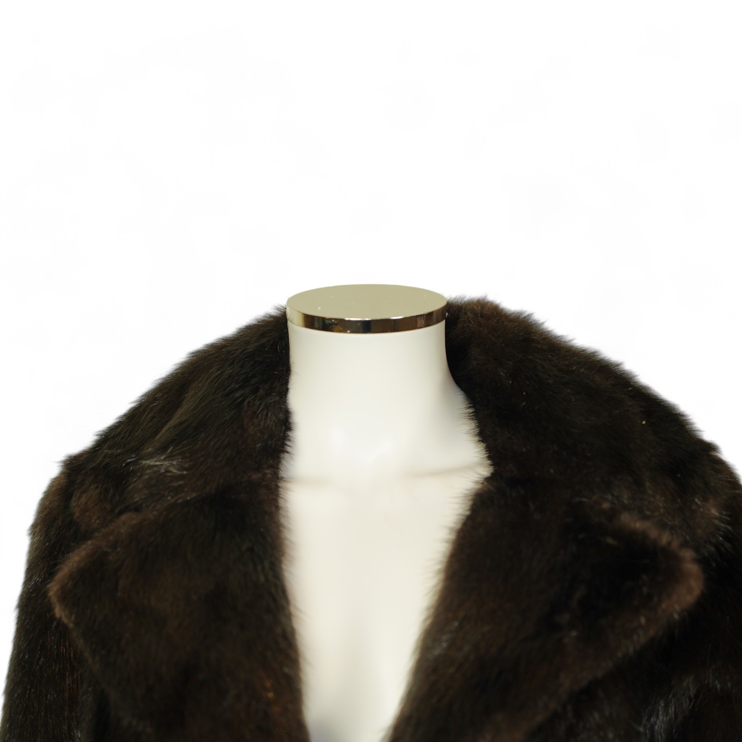 A musquash fur full length coat, a musquash fur three quarter length coat and a mink fur bolero, all approx. size 12. Condition - fair to good